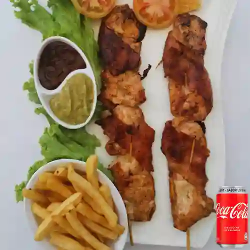 Combo Brocheta de Pollo +Cocacola Light 350ml