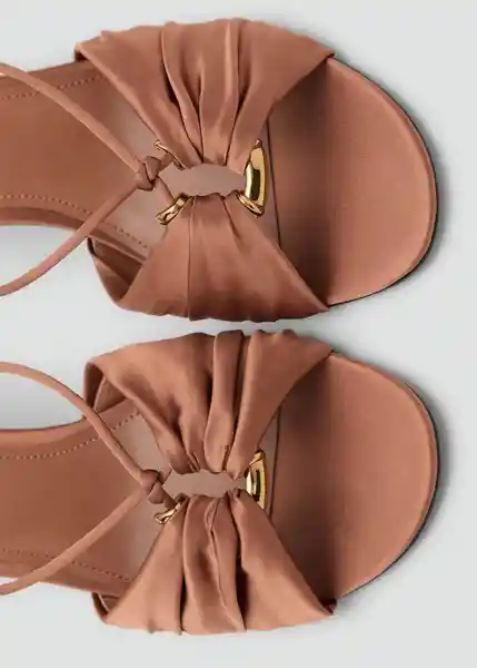 Sandalias Frunci Terracota Talla 37 Mujer Mango