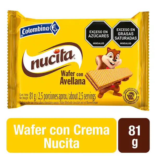Colombina Nucita Galleta Wafer con Crema Sabor a Avellana