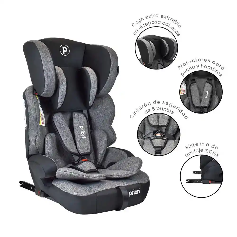 Silla de Carro Bebé Thunder Gris Isofix Priori Priori Thunder Fx Dgry Silla Para Carro