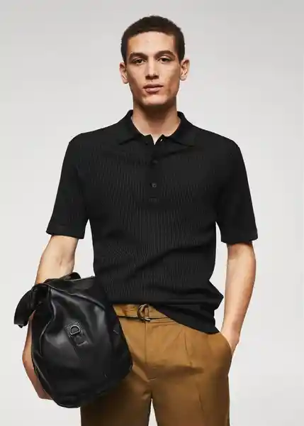 Camisa Polo Talaia Negro Talla L Hombre Mango