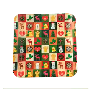 Plato Navidad Carton Decorado Grande 