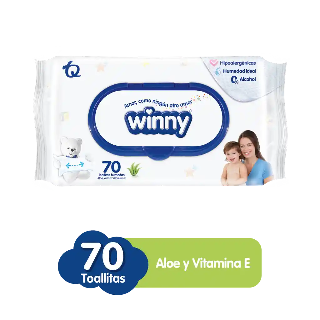 Winny Toallitas Húmedas con Aloe Vera y Vitamina E