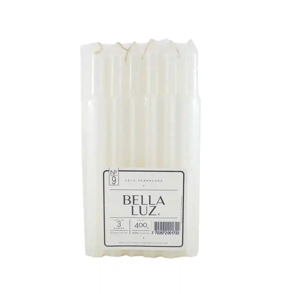 Vela Acanalada Blanca 400gr Packbella Luz