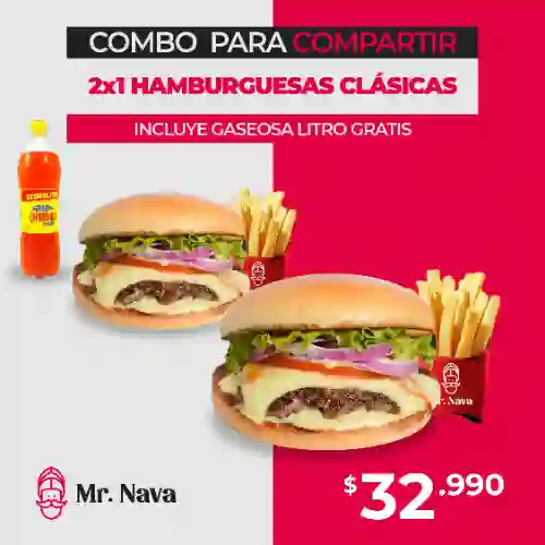 2X1 en Hamburguesas Clásicas + Gaseosa