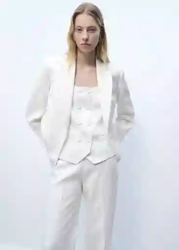 Blazer Americana Iguana Offwhite Talla L Mujer Mango