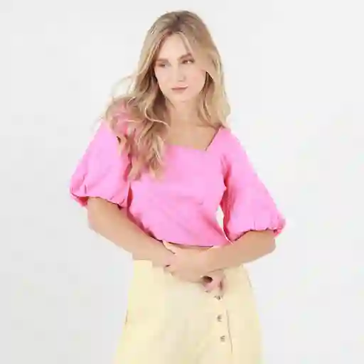 Blusa Cuello u Manga al Codo Rosado Talla S 713115