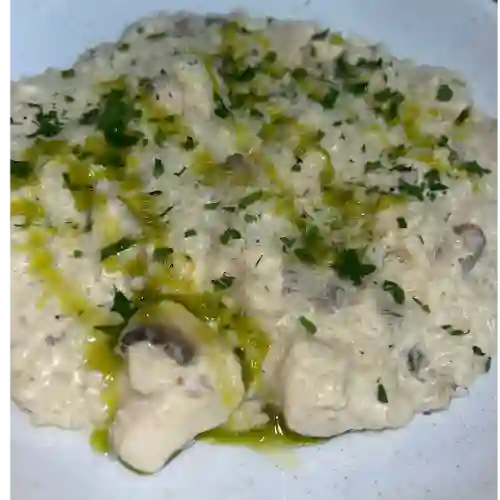 Risotto pollo champiñón