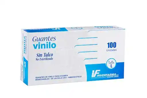 Inverfarma Guante de Vinilo Transparente Talla L