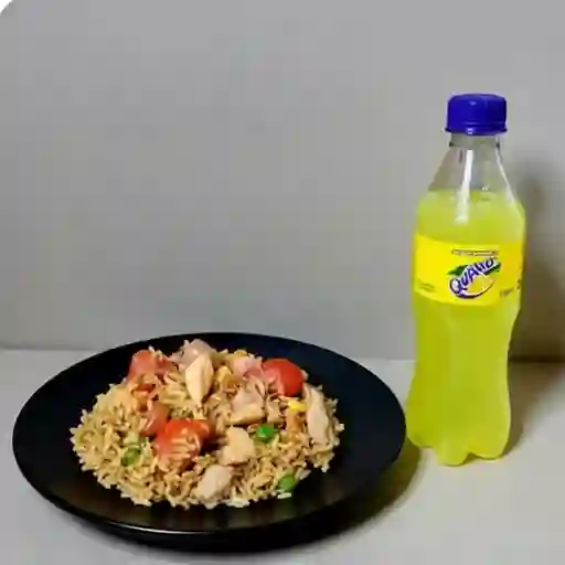 Arroz ranchero +gaseosa quatro 400ml