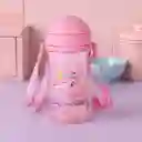Botella de Plástico Con Pitillo Serie Mis Pastelitos Rosa Miniso