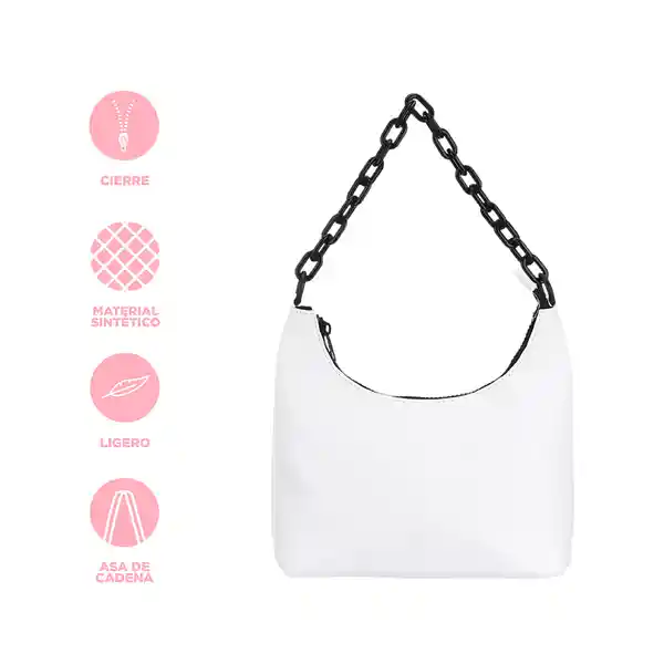 Bolso Hobo Serie Black & White Con Cadena Blanco Miniso