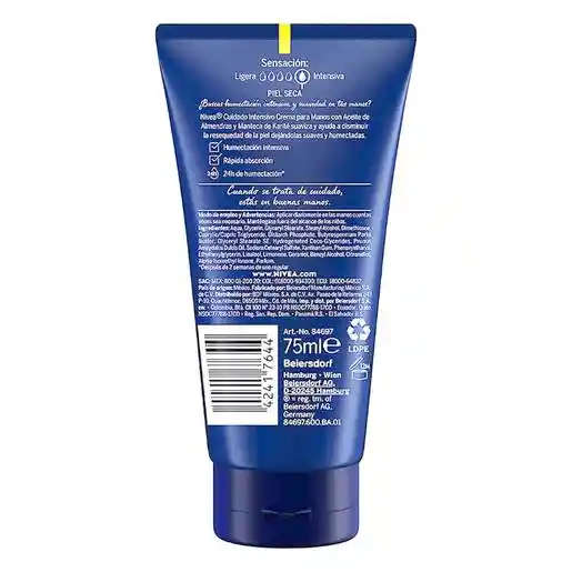 Nivea Crema para Manos Cuidado Intensivo Piel Extra Seca