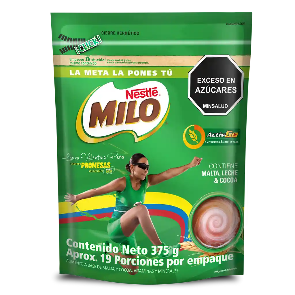 Bebida achocolatada con malta MILO ACTIV-GO x 375g