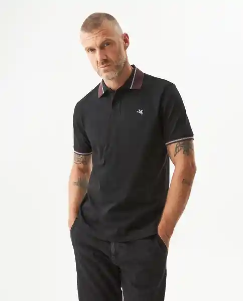 Camiseta Contrast Fabric Poloshirt Negro Noche T L Chevignon