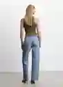 Top Carrera Khaki Talla L Mujer Mango