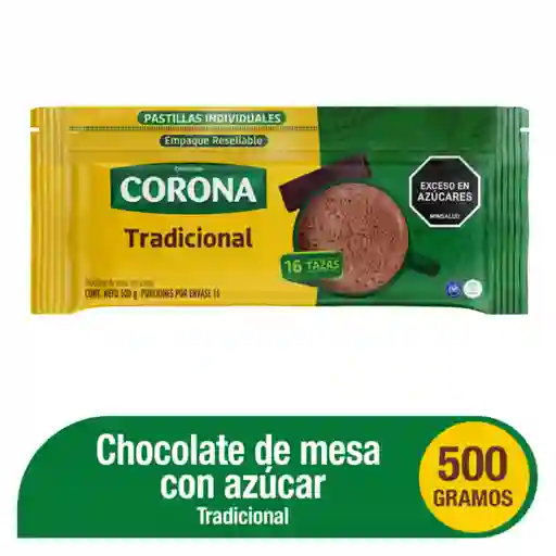 Corona Chocolate en Pastillas Individuales Sabor Tradicional