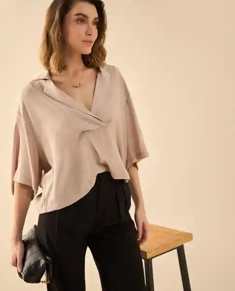 Camisa Casquijo Beige Medio Talla M 612G016 Esprit