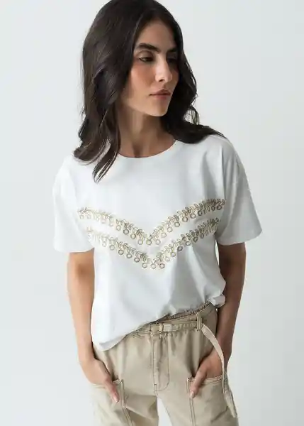 Camiseta Mujer Crudo Puro Claro Talla M - 503G029 Naf Naf