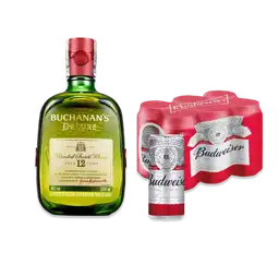 Combo Whisky Buchanans 12 Años + Budweiser 6 Und