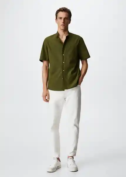 Camisa Solid-H Khaki Talla M Hombre Mango