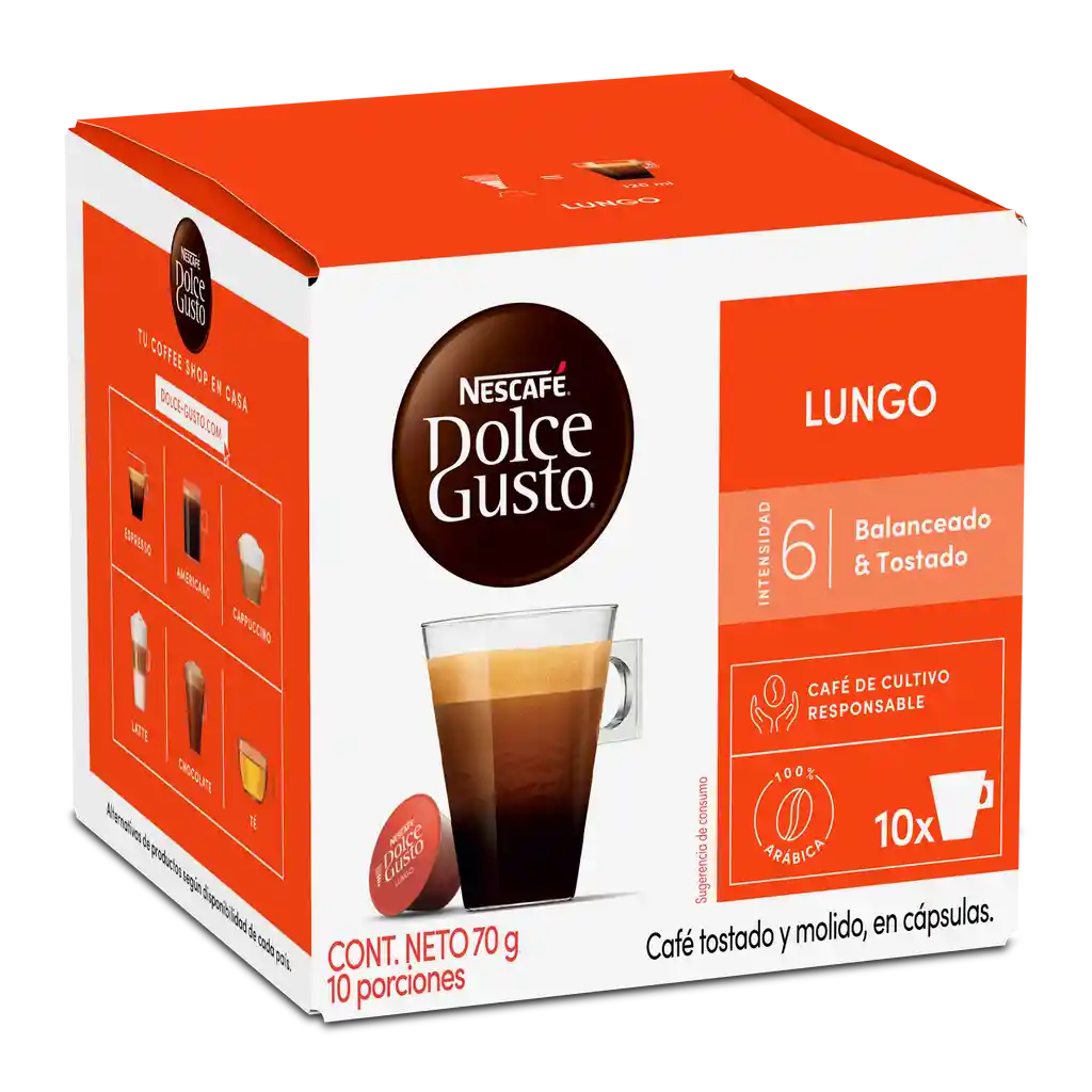 Cápsulas de Café NESCAFÉ DOLCE GUSTO Lungo x 70g
