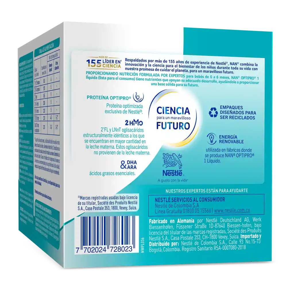 Fórmula infantil líquida NAN OPTIPRO 1 Caja x 4 botellas