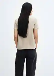 Camiseta Chalaca Beige Talla XL Mujer Mango