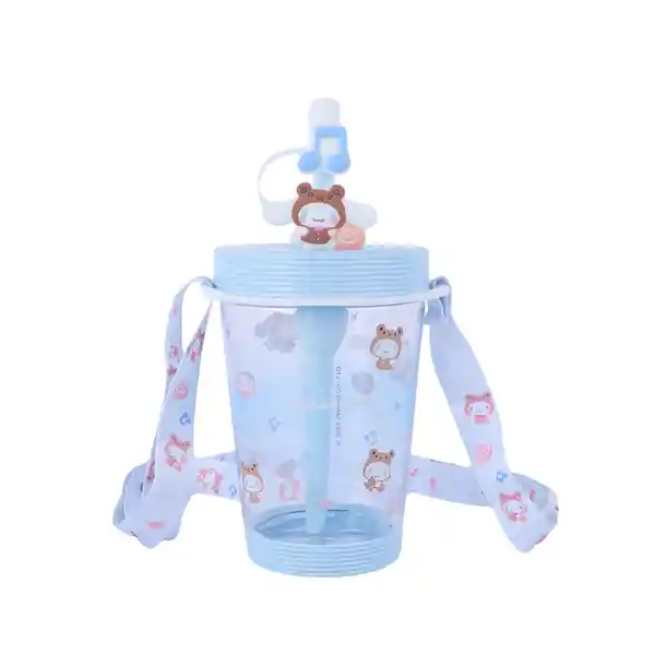 Vaso Plástico Correa Hombro Cinnamoroll Azul 535 mL Miniso