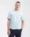 Camisa Manga Corta Clara Azul Cristalino Claro Talla M Chevignon
