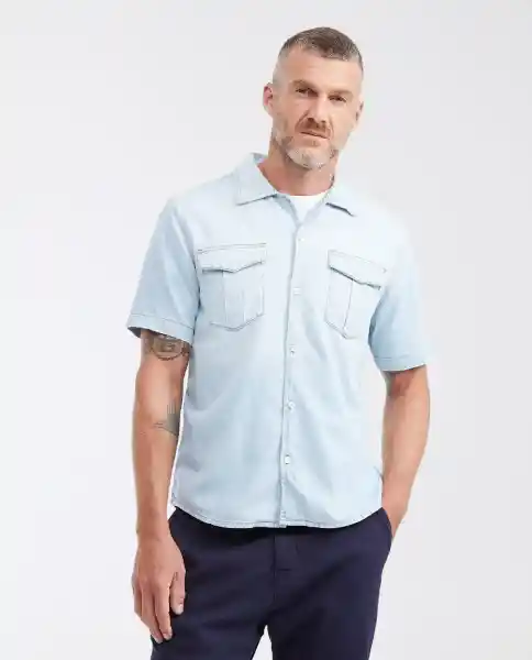Camisa Manga Corta Clara Azul Cristalino Claro Talla M Chevignon