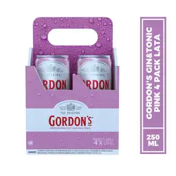 Coctel Gin Tonic Gordon'S Pink Listo Para Tomar Pack X 4 Und De 250ML