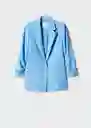 Blazer Americana Eleonor Celeste Talla S Mujer Mango