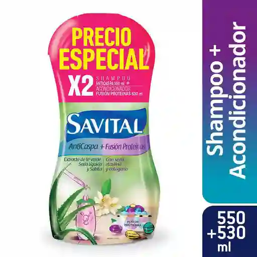 Savital Shampoo Anticaspa Fusión Proteínas + Acondicionador