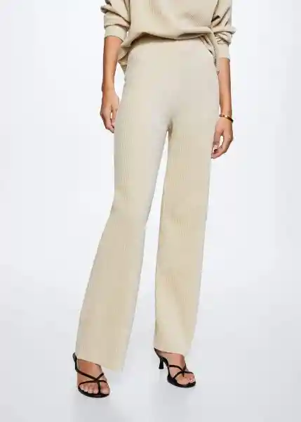 Pantalón Pana Beige Talla 25 Mujer Mango