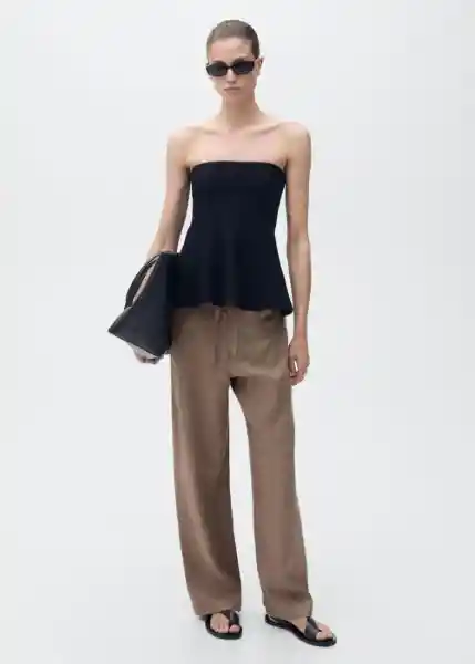 Pantalón Vermut Topo Talla 38 Mujer Mango