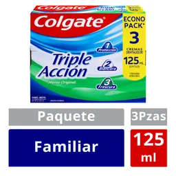 Crema Dental Colgate Triple Acción Menta Original 125 ml x 3