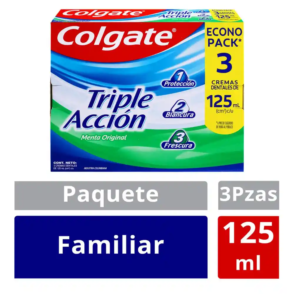 Crema Dental Colgate Triple Accion 125ml x3