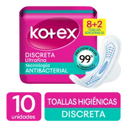 Kotex Toallas Higiénicas Femeninas Discreta Ultrafina con Alas