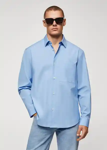 Camisa Popelina Eléctrico Talla XL Hombre Mango