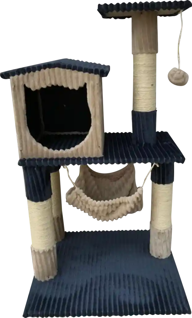 Gymsgroot Gimnasio Para Gato Con Casita Azul Petróleo/Beige