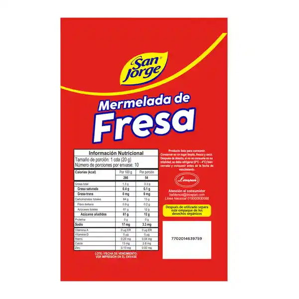 Mermelada Fresa San Jorge Doypack x 200gr