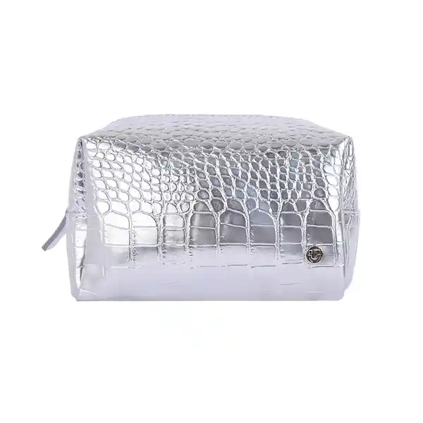 Cosmetiquera Rectangular Piel Cocodrilo Serie Plata Miniso