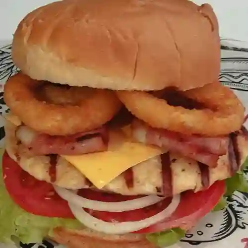 Hamburguesa de Pollo con Anillos