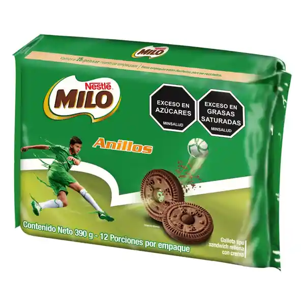 Galletas MILO Anillos rellenas con crema 12 Unds x 390g