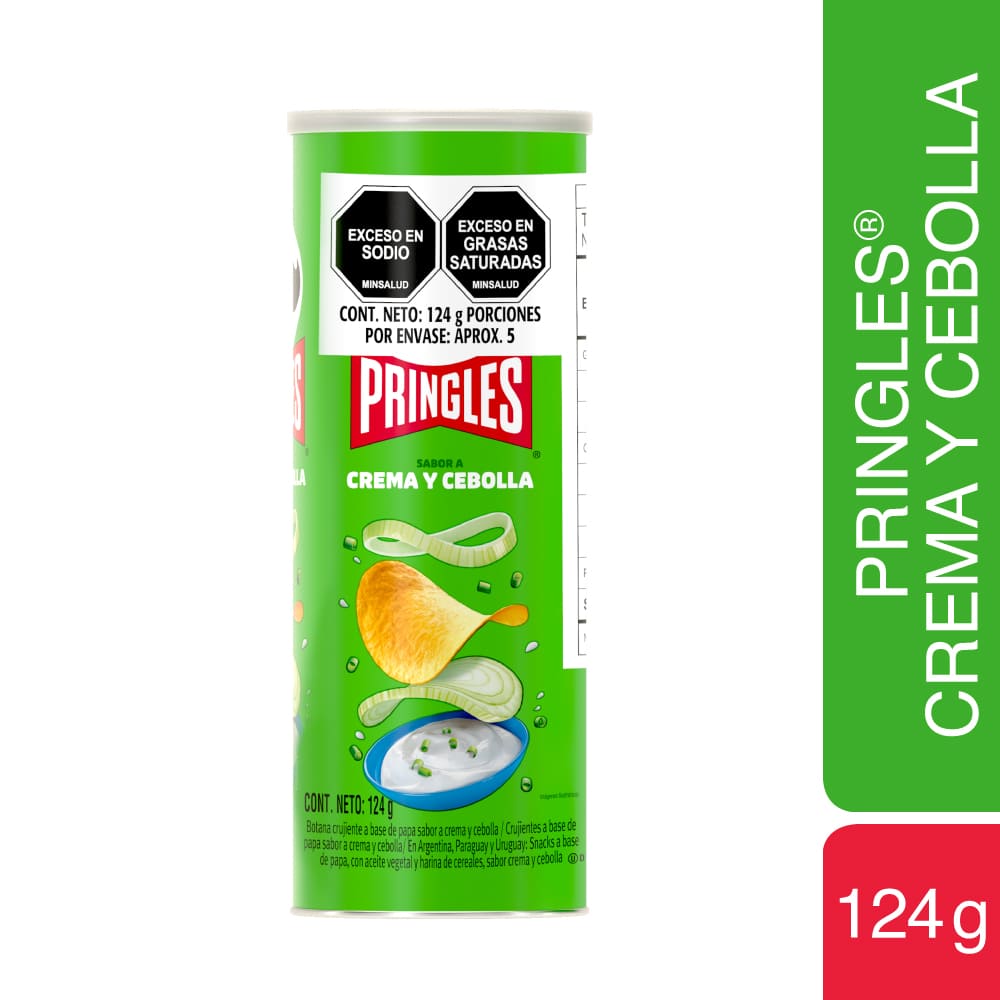 Pringles Botana a Base de Papa Crujiente Sabor a Crema y Cebolla 124 g