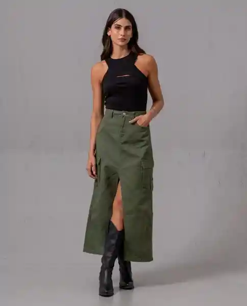 Falda Cargo Mujer Verde Olivino Oscuro Talla 6 74953 Rifle
