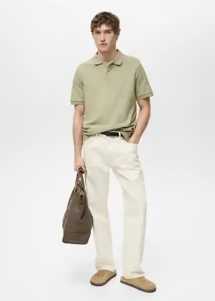 Camiseta Polo Rea Khaki Talla L Hombre Mango