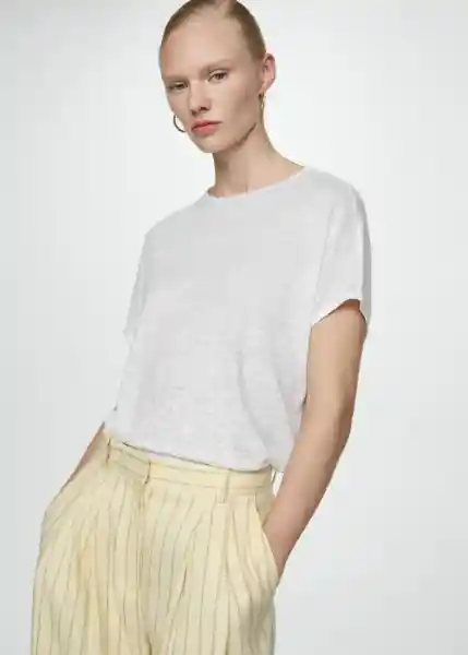 Camiseta Lint Blanco Talla S Mujer Mango
