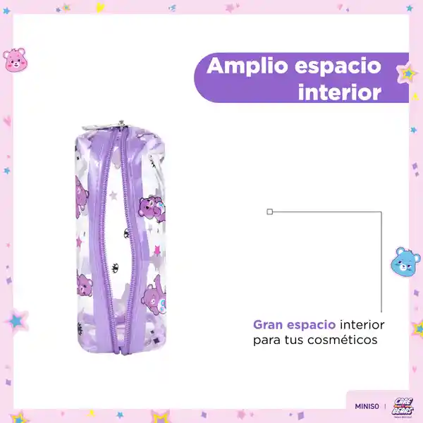 Cosmetiquera Care Bears Transparente Multi Print Morado Miniso